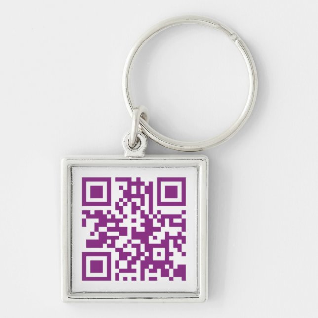 QR kodifierar baserade Keychain Fyrkantig Silverfärgad Nyckelring (Framsidan)