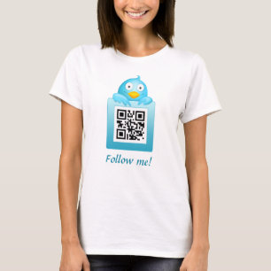 QR kodifierar följer mig T-tröjamallen T-shirt