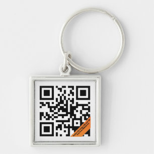 QR kodifierar Keychain Fyrkantig Silverfärgad Nyckelring