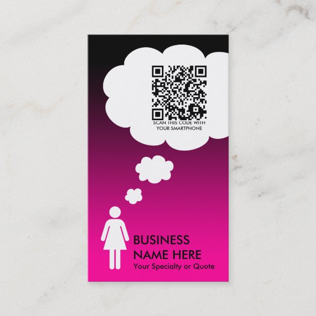 qr kodifierar tanke bubblar (rosor bleknar), visitkort (Framsida)