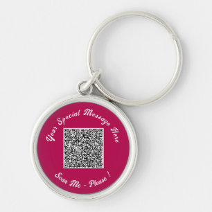QR-kodinfo Speciell text och Färg-nyckelkedjegåva Rund Silverfärgad Nyckelring