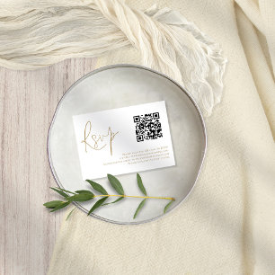QR-kodkort för elegant Guld-skript Bröllop OSA Inbjudningar