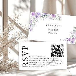 QR-kodkort för Lavender Lila Blommigt Bröllop OSA Tilläggskort