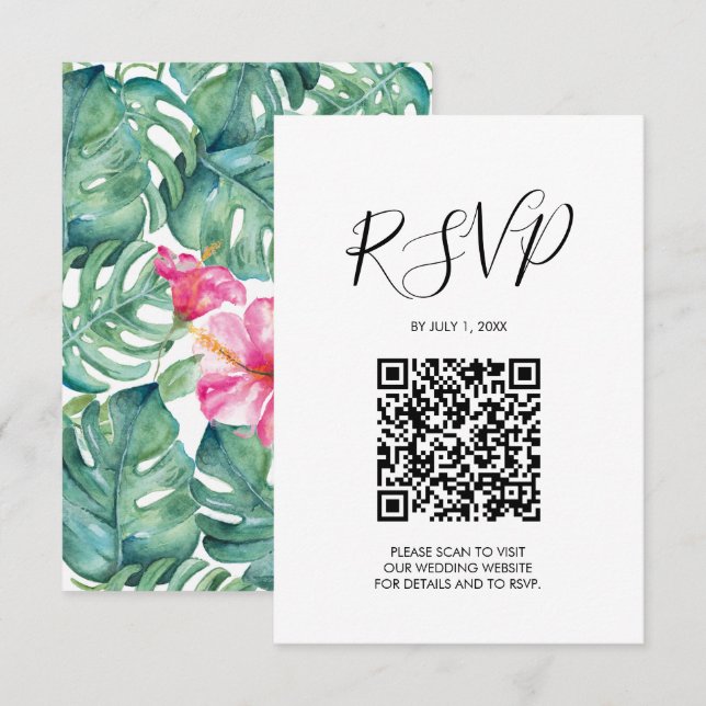 QR-kodkort för Rosa av tropisk hölje OSA Kort (Fram/baksida)