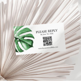 QR-kodkort för Tropiska Handflatan Monstera Löv Br Visitkort