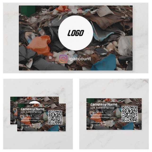 QR-kodlogotyp för sophämtning Visitkort (Junk Removal QR Code Logo Business Card
)