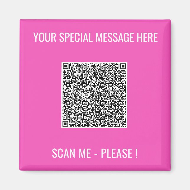 QR-kodmagnet med Anpassningsbar Text - Välj Färg Magnet (Framsidan)