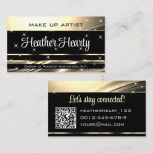 QR-kodmall Deluxe Black Guld Golden Ombre Visitkort