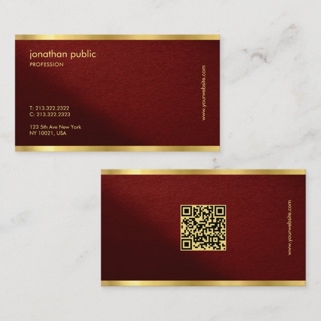 QR-kodmall elegant guldtext professionell Visitkort (Fram/baksida)