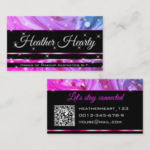 QR-kodmall: lyxmarble Glitter Shock rosa Visitkort