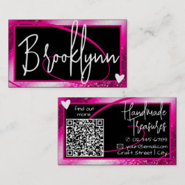 QR-kodmall Snyggt Girly Rosa Ram Heart Visitkort