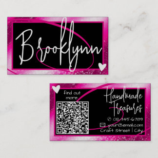 QR-kodmall Snyggt Girly Rosa Ram Heart Visitkort