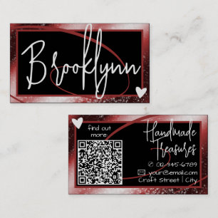 QR-kodmall Snyggt Red Burgundy Ram Heart Visitkort