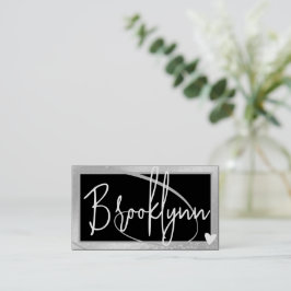 QR-kodmall Snyggt Silver Grått Ram Heart Visitkort