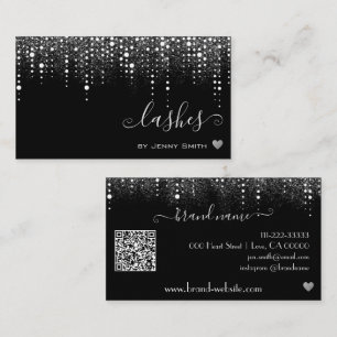 QR-kodmall Söt Drives Silver Glitter Rain Visitkort