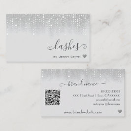 QR-kodmall Söt Vit Silver Glitter-regn Visitkort