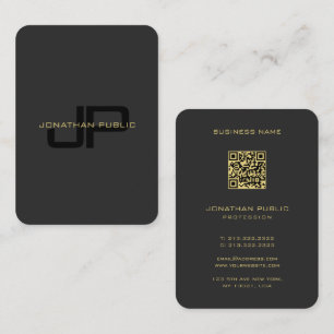QR-kodmallen Monogram Black och Guld Mighty Visitkort