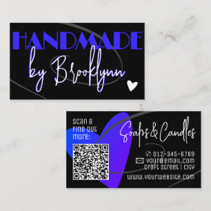 QR-kodmallens Snyggt Blue Handmade Kärlek Heart Visitkort
