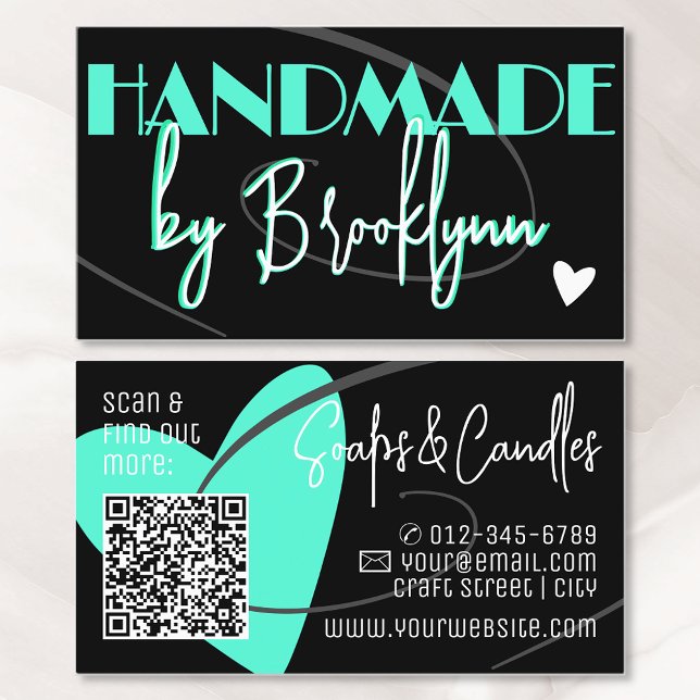 QR-kodmallens Snyggt Handmade Kärlek Heart Visitkort (Skapare uppladdad)