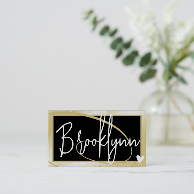 QR-kodmallens Snyggt Light Guld Ram Heart Visitkort (Stående Fram)