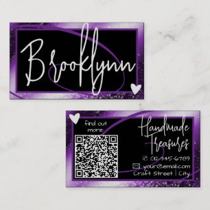QR-kodmallens Snyggt Lila Ombre Ram Heart Visitkort