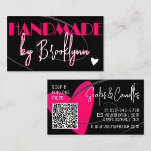 QR-kodmallens Snyggt Rosa Handmade Kärlek Heart Visitkort