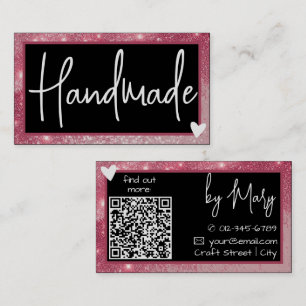 QR-kodmallens Snyggt Vintage Rosa Ram Heart Visitkort