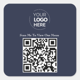 QR-kodmeny | Logotyp - blå kontaktlös modern Fyrkantigt Klistermärke