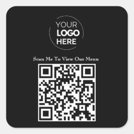 QR-kodmeny | Logotyp - svart kontaktlös modern Fyrkantigt Klistermärke