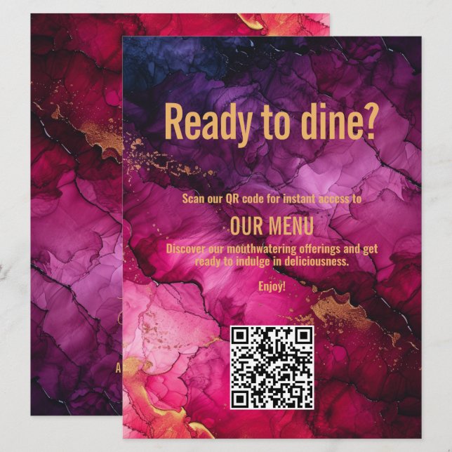 QR-kodmenyn Celestial Elegance Marble Meny (Fram/baksida)