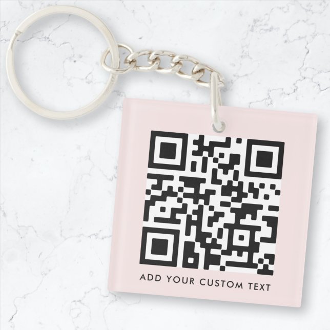 QR-kodminimalistisk Anpassningsbar för enkel  Rosa (Versatile editable pink keychain template with interactive QR code for business or personal use.)