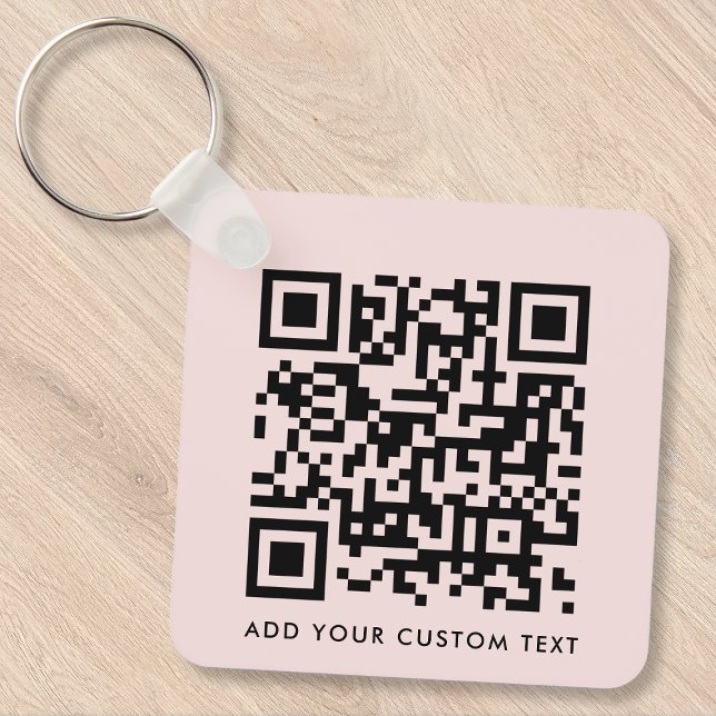 QR-kodminimalistisk Anpassningsbar för enkel  Rosa Nyckelring (Versatile editable keychain template with interactive QR code for business or personal use.)