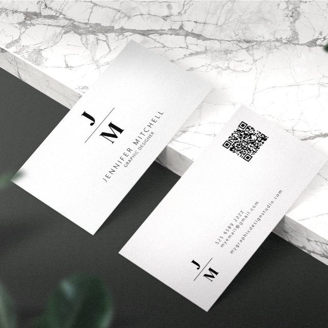 QR-kodminimalistisk monogramprofessionell Visitkort (Skapare uppladdad)
