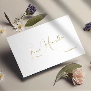 QR-kodminimalistskript för elegant namn guld Visitkort