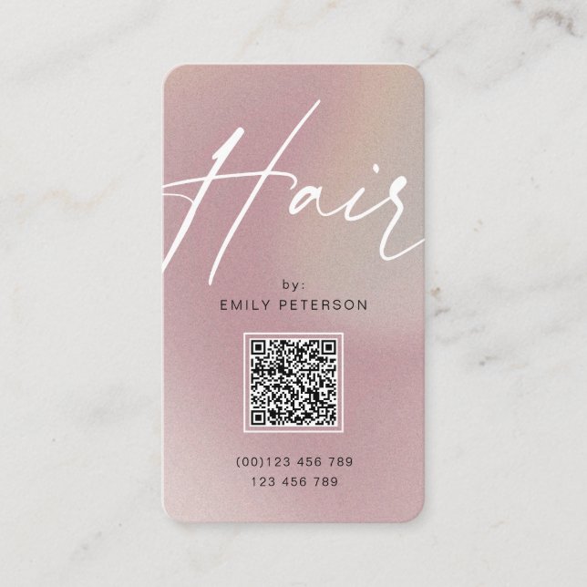 QR-kodmodern chic trendig hårformatering lodrät B Visitkort (Framsida)