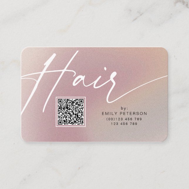 QR-kodmoderna affärskort för hårstylist Visitkort (Framsida)