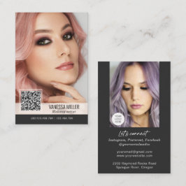 QR-kodmoderna affärskort för makeup-artist Visitkort