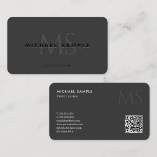 QR-kodmonogram - Elegant för inledande mall svart Visitkort