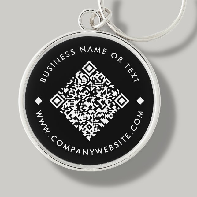 QR-kodnyckelkedja för svart Anpassningsbar Rund Silverfärgad Nyckelring (Skapare uppladdad)