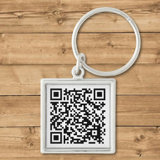 QR-kodnyckelkedja Fyrkantig Silverfärgad Nyckelring