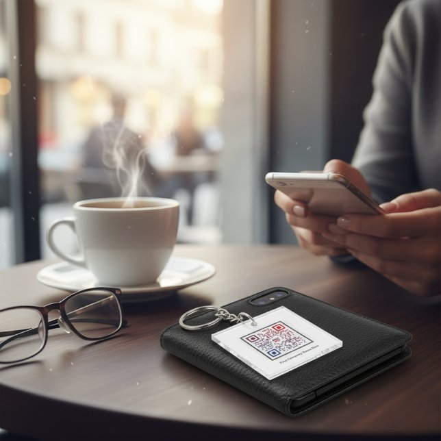 QR-kodnyckelkedja i kvadrat med anpassningsbar (Custom Square QR Code Keychain)