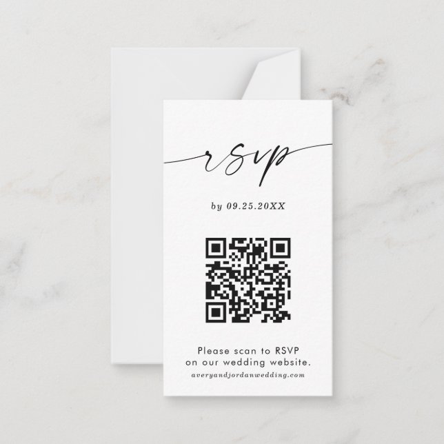 QR-kodOSA kort | Modern minimalistisk Bröllop OSA (Framsida)