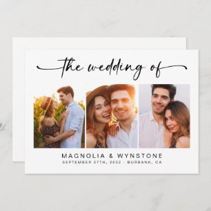 QR-kodOSA   Modern tre foto Bröllop Inbjudningar