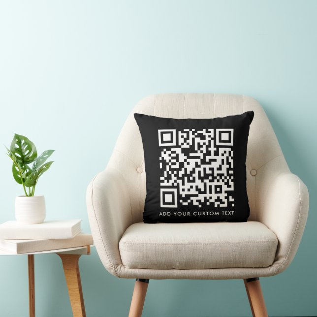 QR-kodöverföring | Svart, minimalistisk enkel sökn Kudde (Stol)