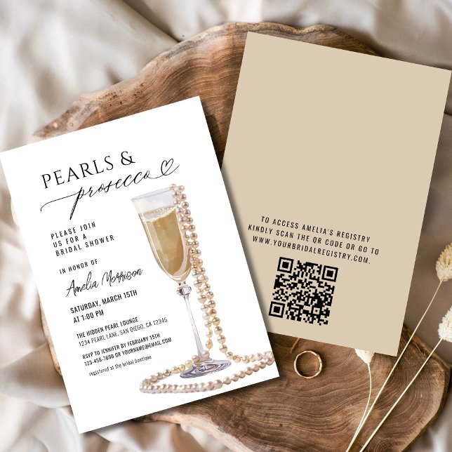 QR-kodpärlor och Prosecco-Möhippa Inbjudningar (Skapare uppladdad)