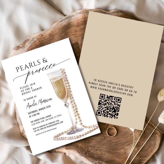 QR-kodpärlor och Prosecco-Möhippa Inbjudningar (Skapare uppladdad)