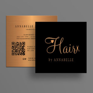 QR-kodrastylist, svart professionell guld Fyrkantigt Visitkort