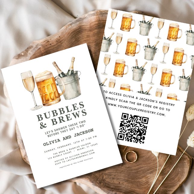 QR-kodsbubblor & Brews-Par Shower Inbjudningar (Skapare uppladdad)