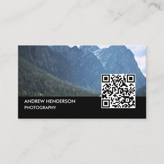 QR-kodsfotograf, svart Visitkort (Framsida)