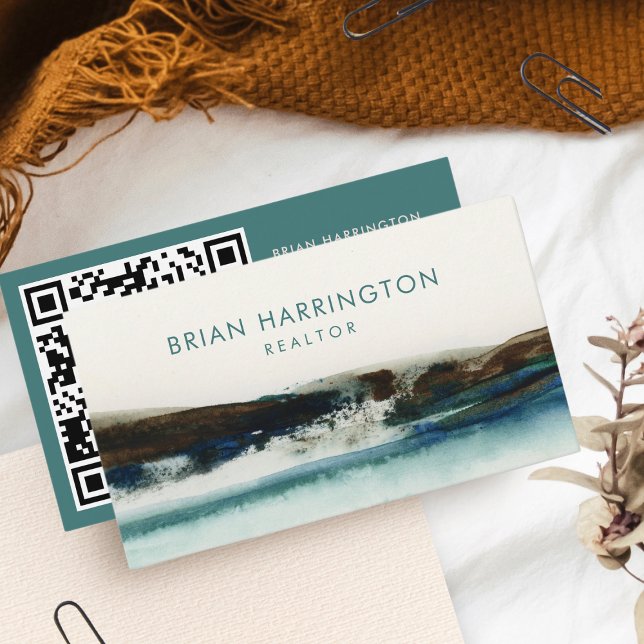 QR-kodskannerbar Abstrakt för vattenfärg - konstnä Visitkort (Skapare uppladdad)